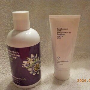 purehaven body passion fruit sand soap 8 oz + hand cream w/ pre+probiotics 2oz